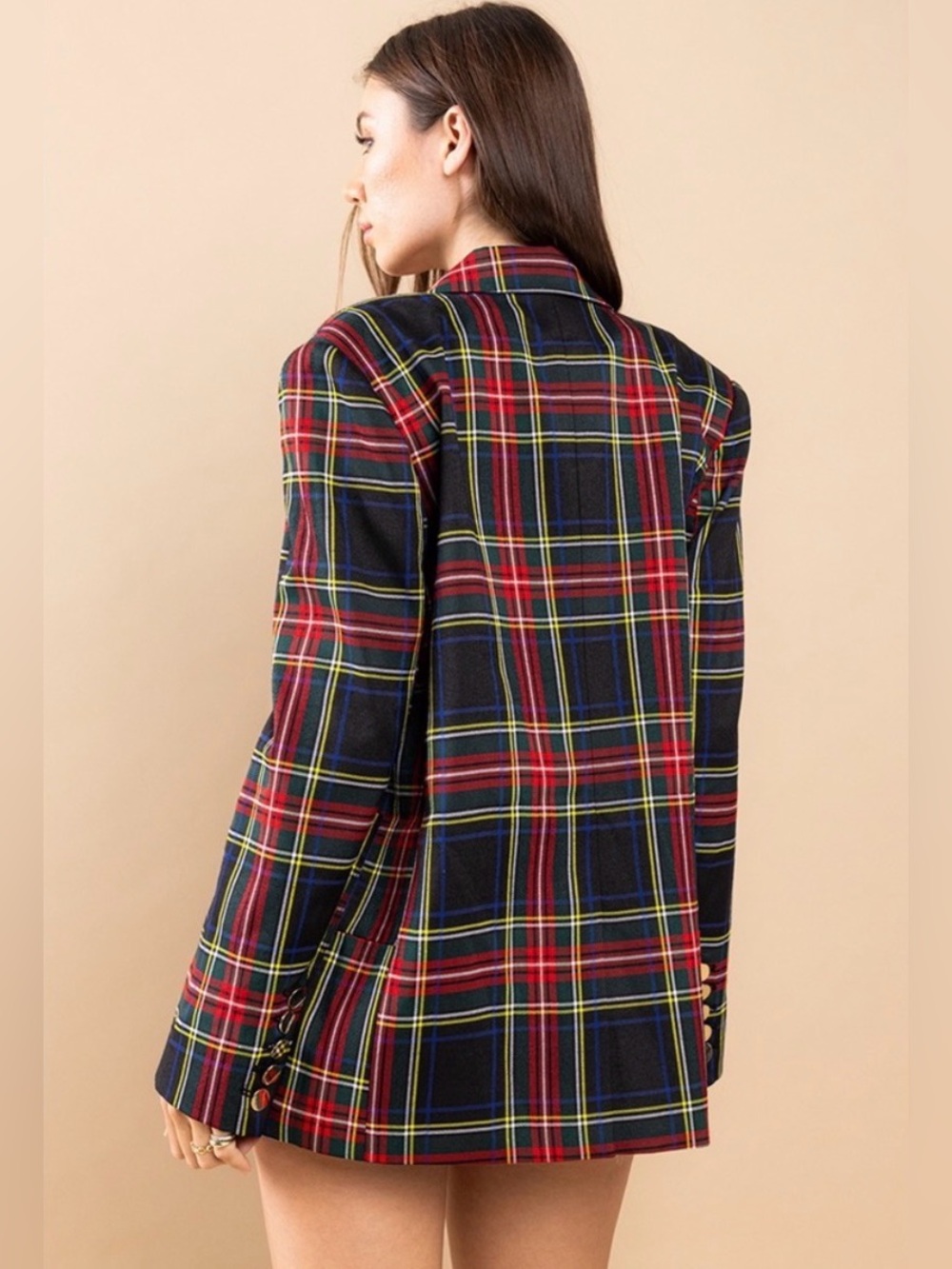 Chic Plaid Double Breasted Blazer Jacket - NWOT - Size: L - Picture 5 of 6